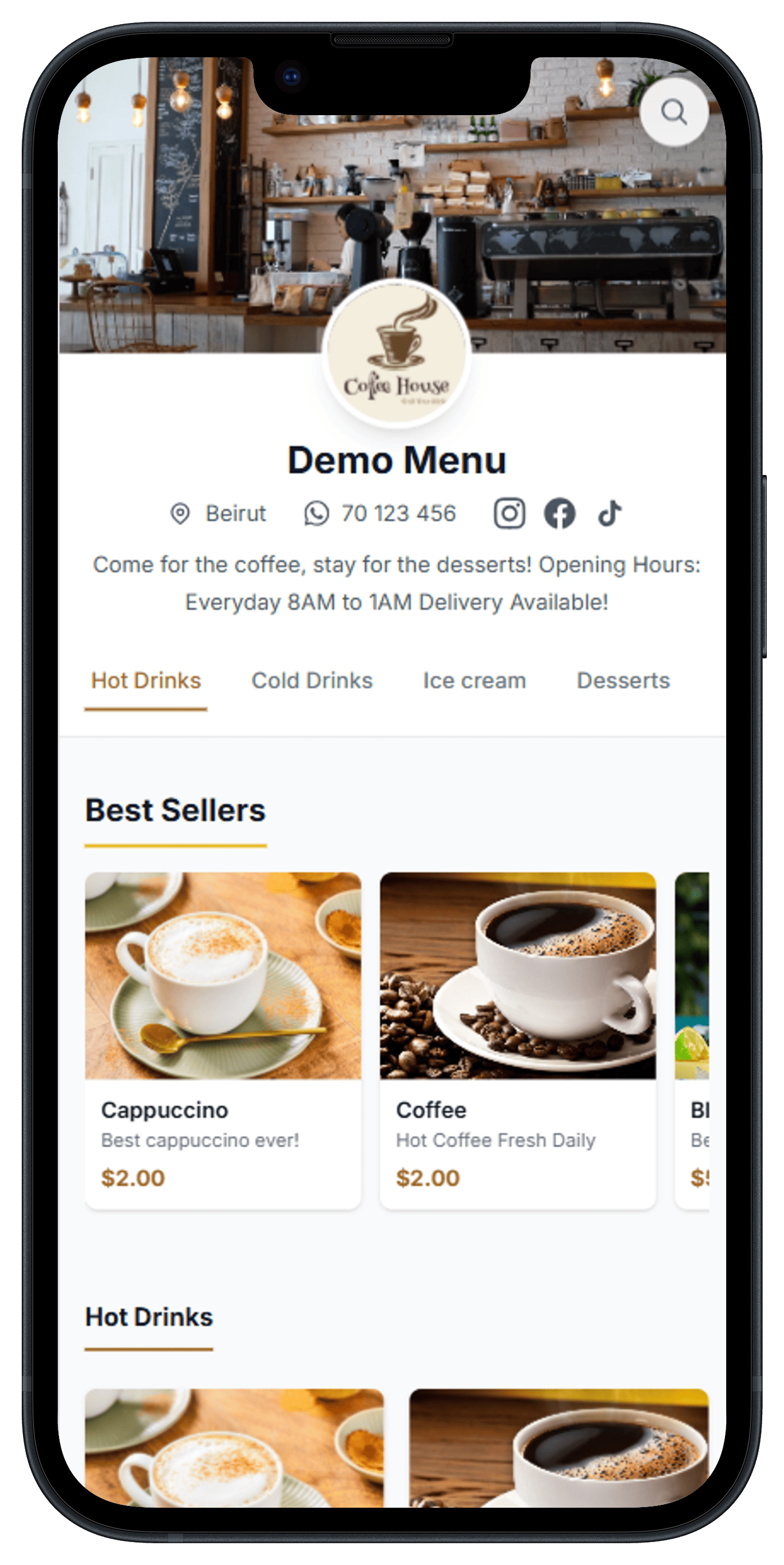 Demo mobile menu